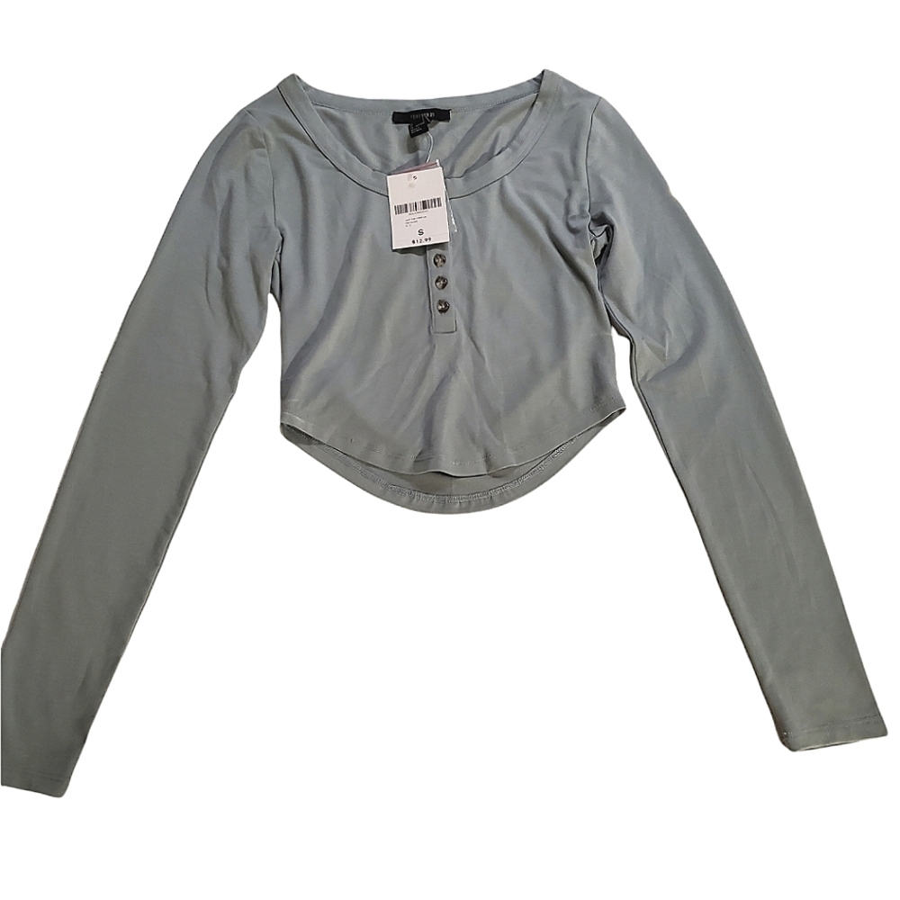NWT Forever 21 Long Sleeve Crop Top - Picture 1 of 4